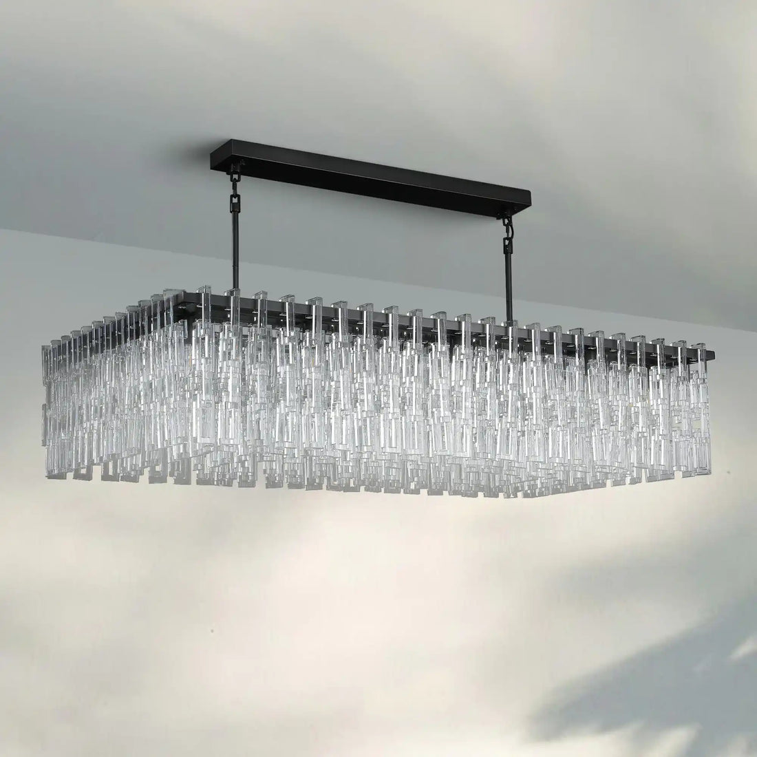 Aurelia K9 Crystal Modern Rectangular Chandelier 60"