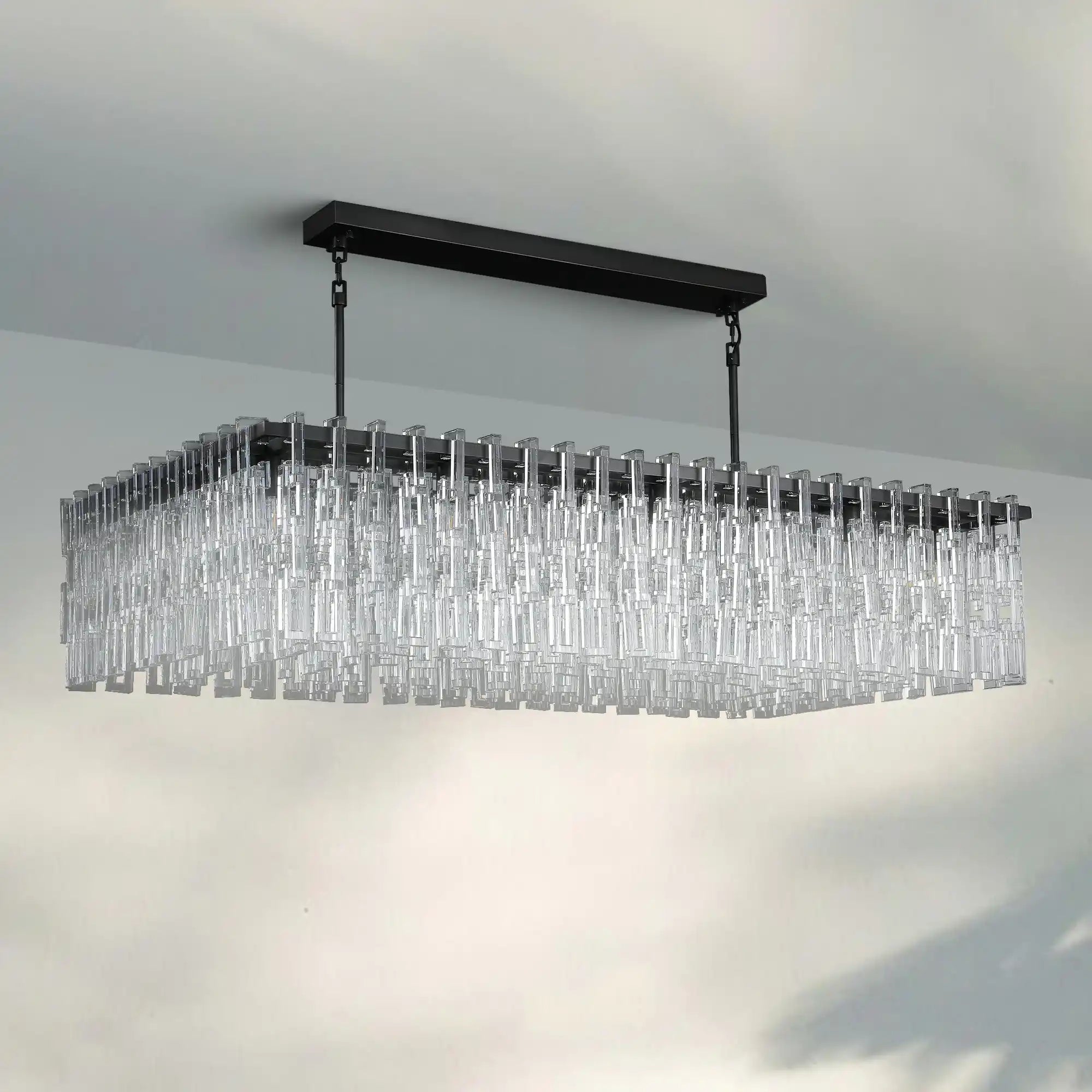 Aurelia K9 Crystal Modern Rectangular Chandelier 60"