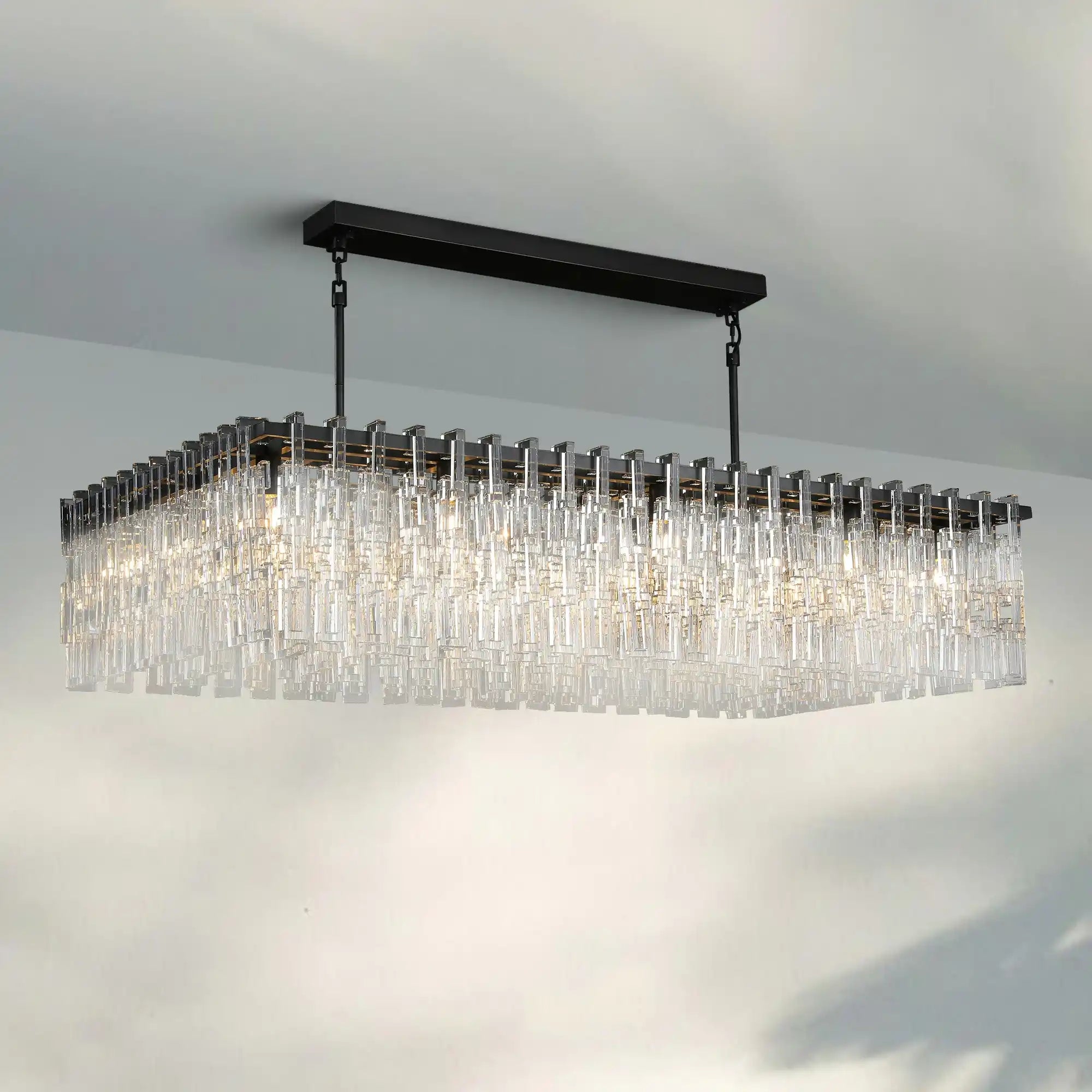 Aurelia K9 Crystal Modern Rectangular Chandelier 60"