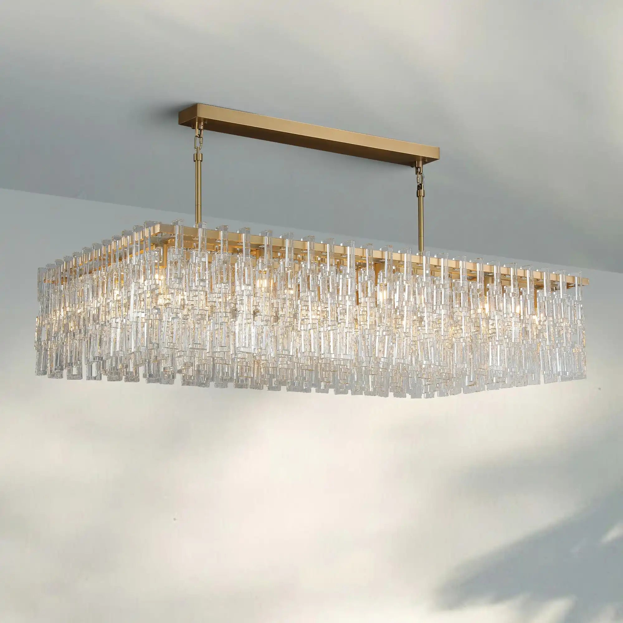 Aurelia K9 Crystal Modern Rectangular Chandelier 60"