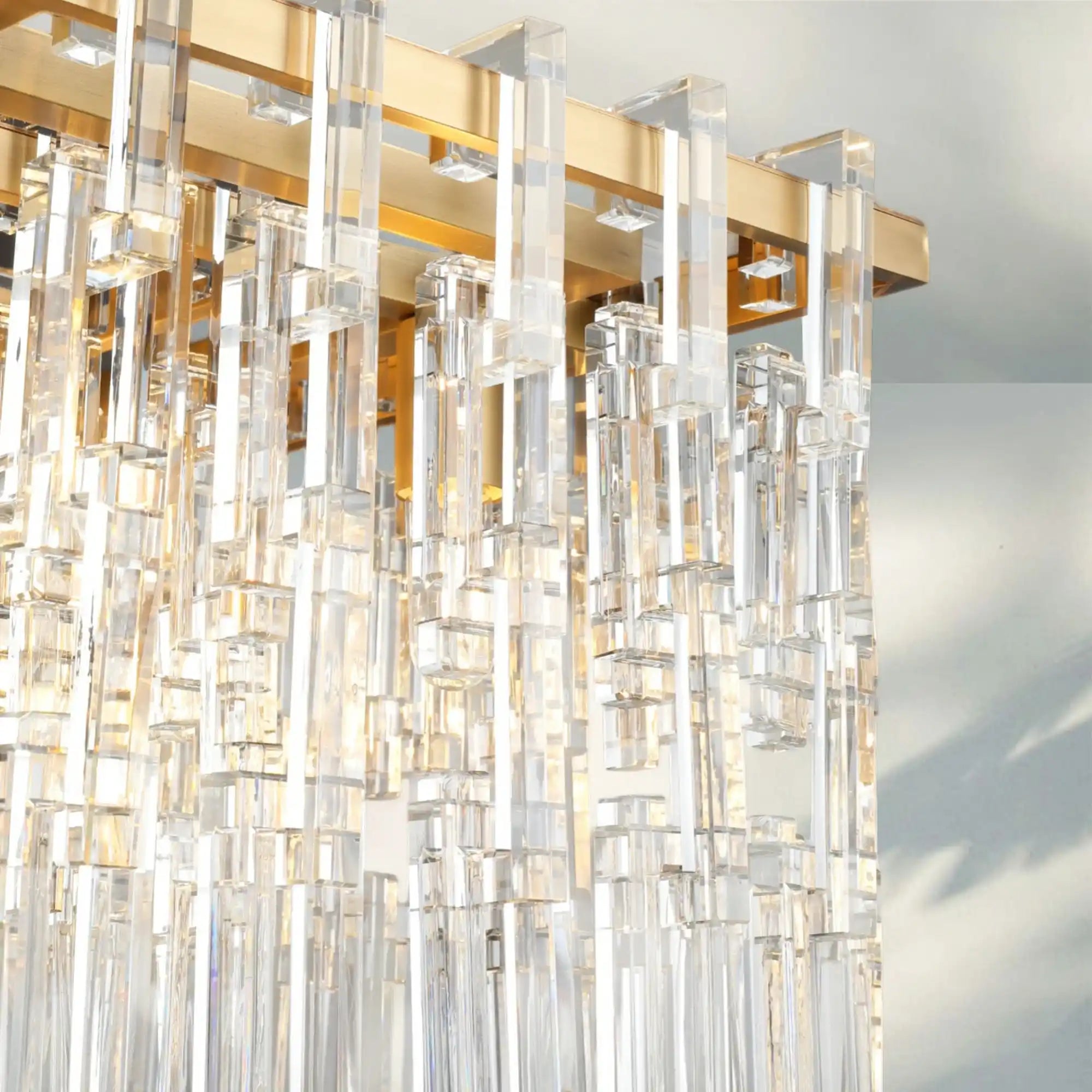 Aurelia K9 Crystal Modern Rectangular Chandelier 60"