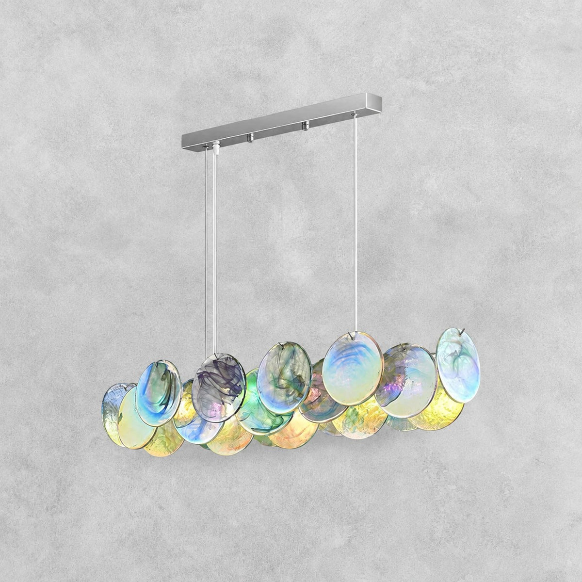 Murano Glass Disc Chandelier, Pink / Green
