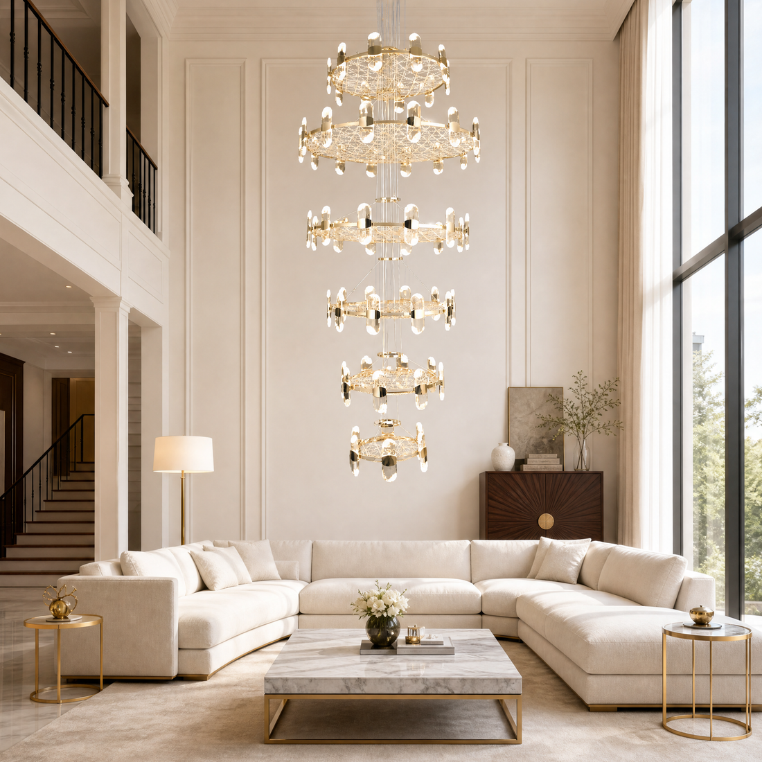Pearl Net Modern Sculptural Ring Chandelier - main