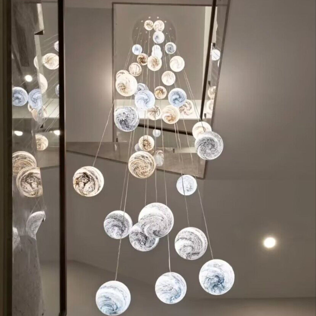 Nordic Planet Creative Long Ball Pendant Chandelier Staircase Foyer - Yovalighting