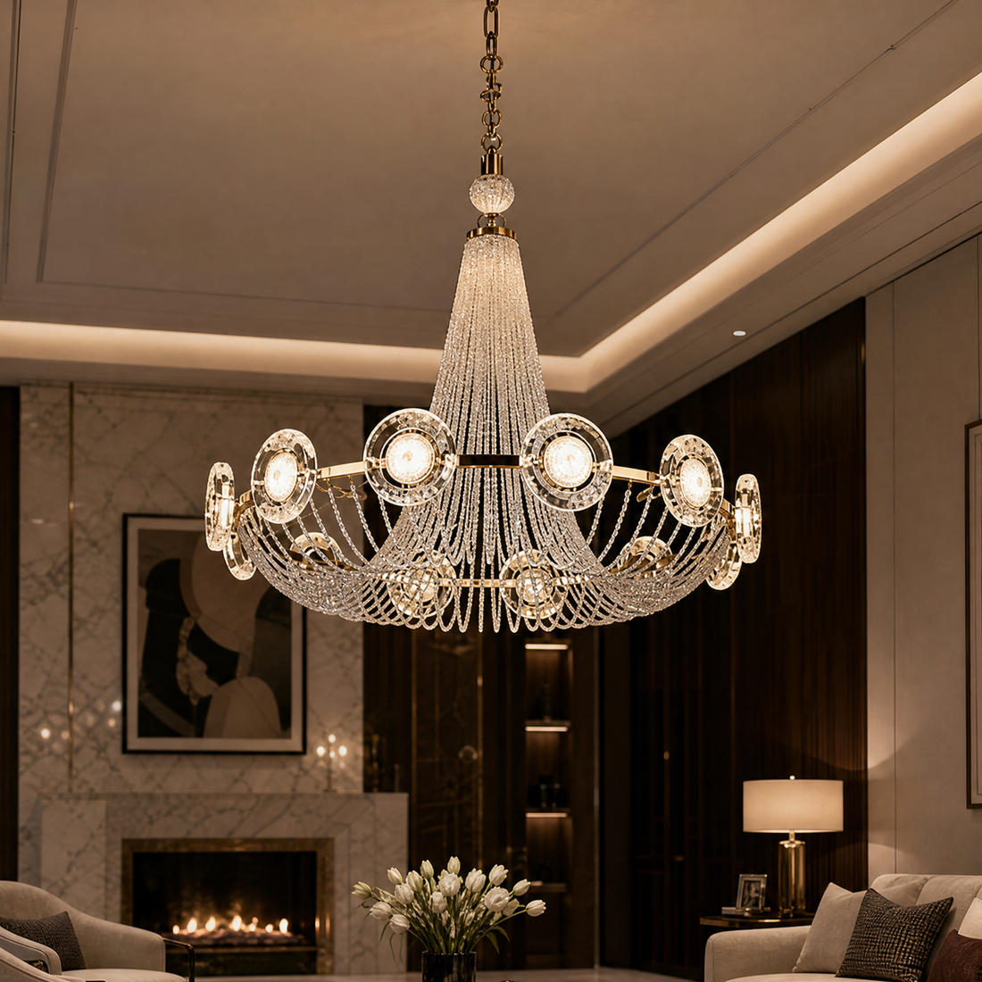 Rococo Dream Modern Sculptural Ring Chandelier - main