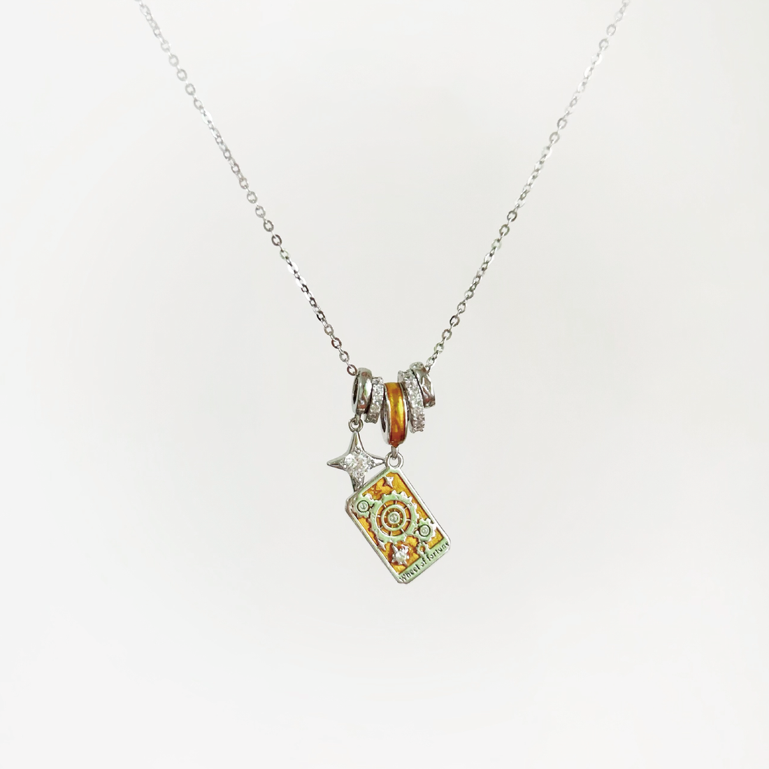 X WHEEL OF FORTUNE Tarot Card Pendant