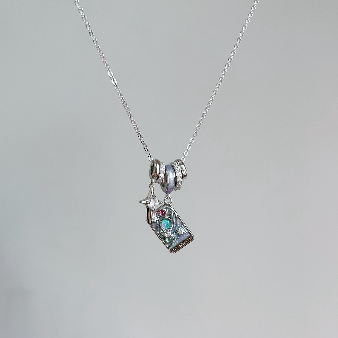 XXI THE WORLD Tarot Card Pendant