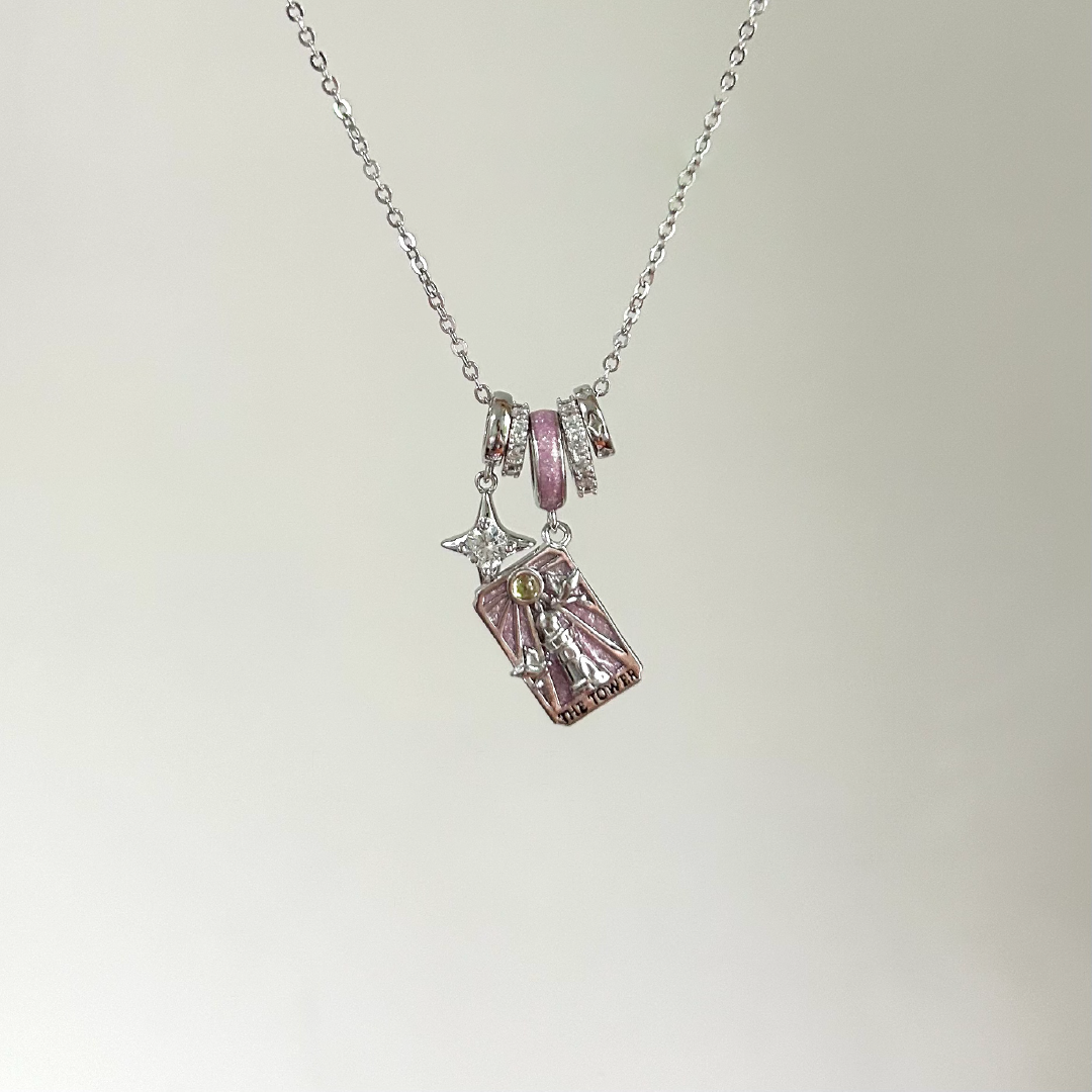 XVI THE TOWER Tarot Card Pendant
