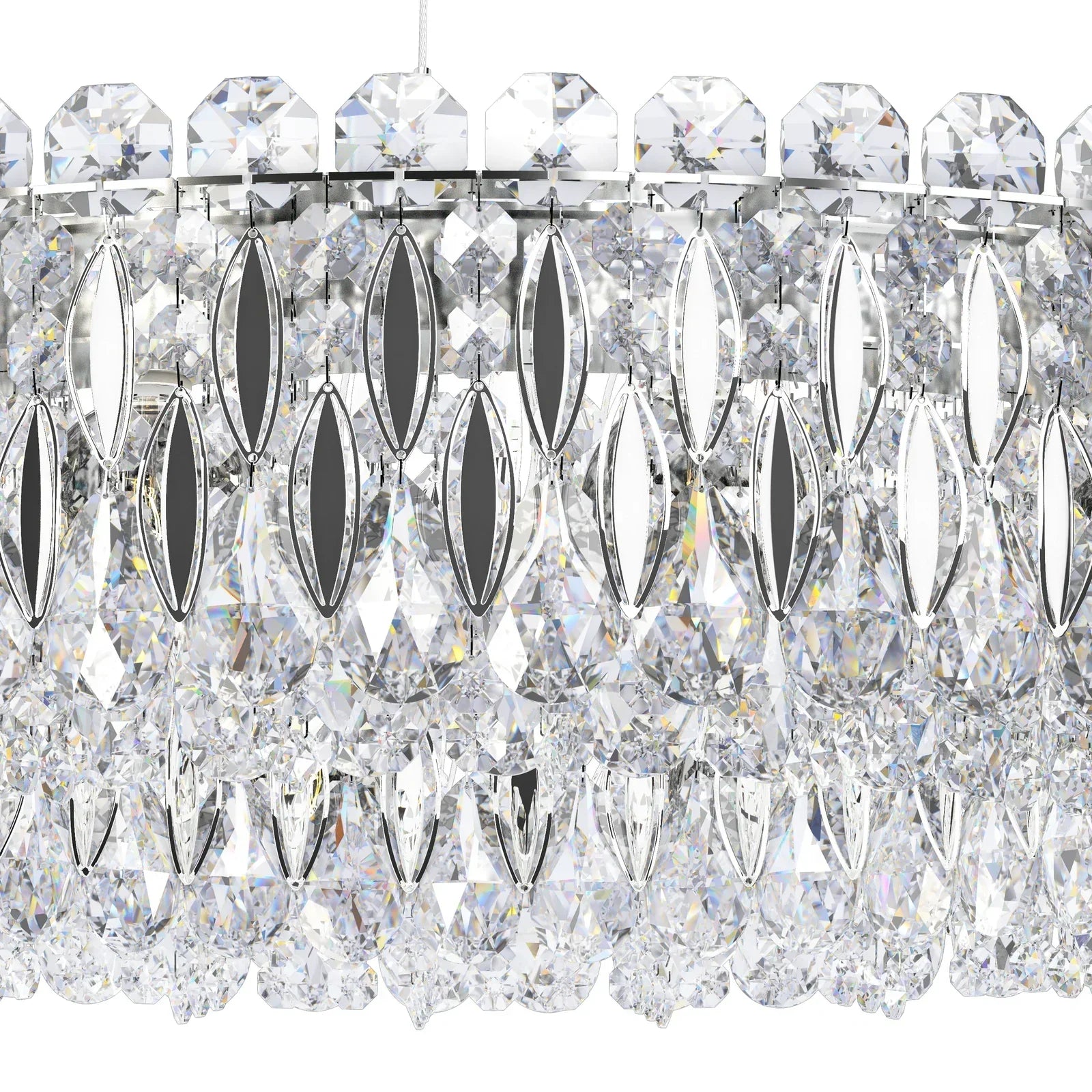 Light Luxury Crystal Beads Drum Collection Flush Mounted/Rectangle/Round Chandelier
