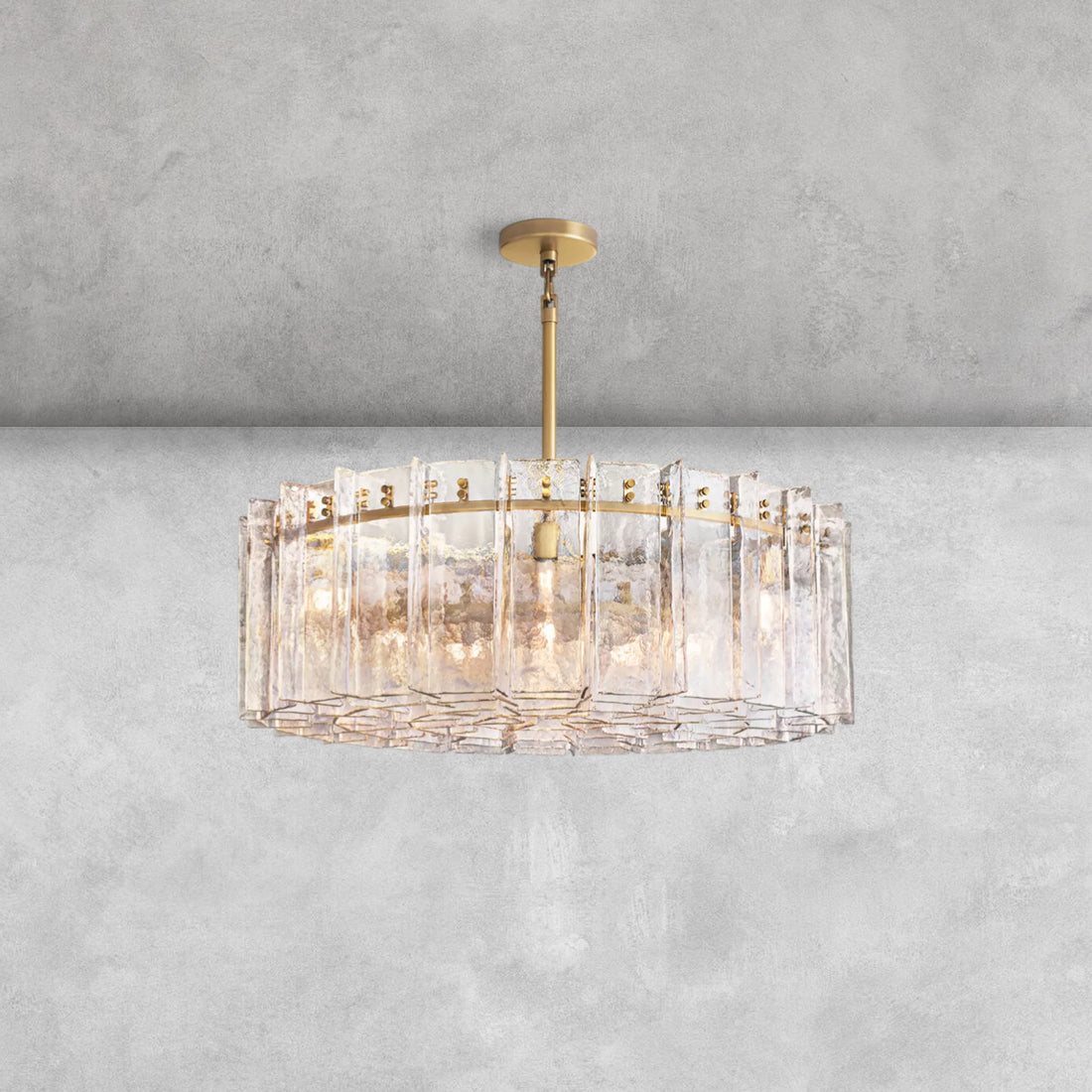 Lattic Smoke Glass Round Chandelier 36'' 48'' - 48''ClearLacquered Burnished BrassBlushlighting