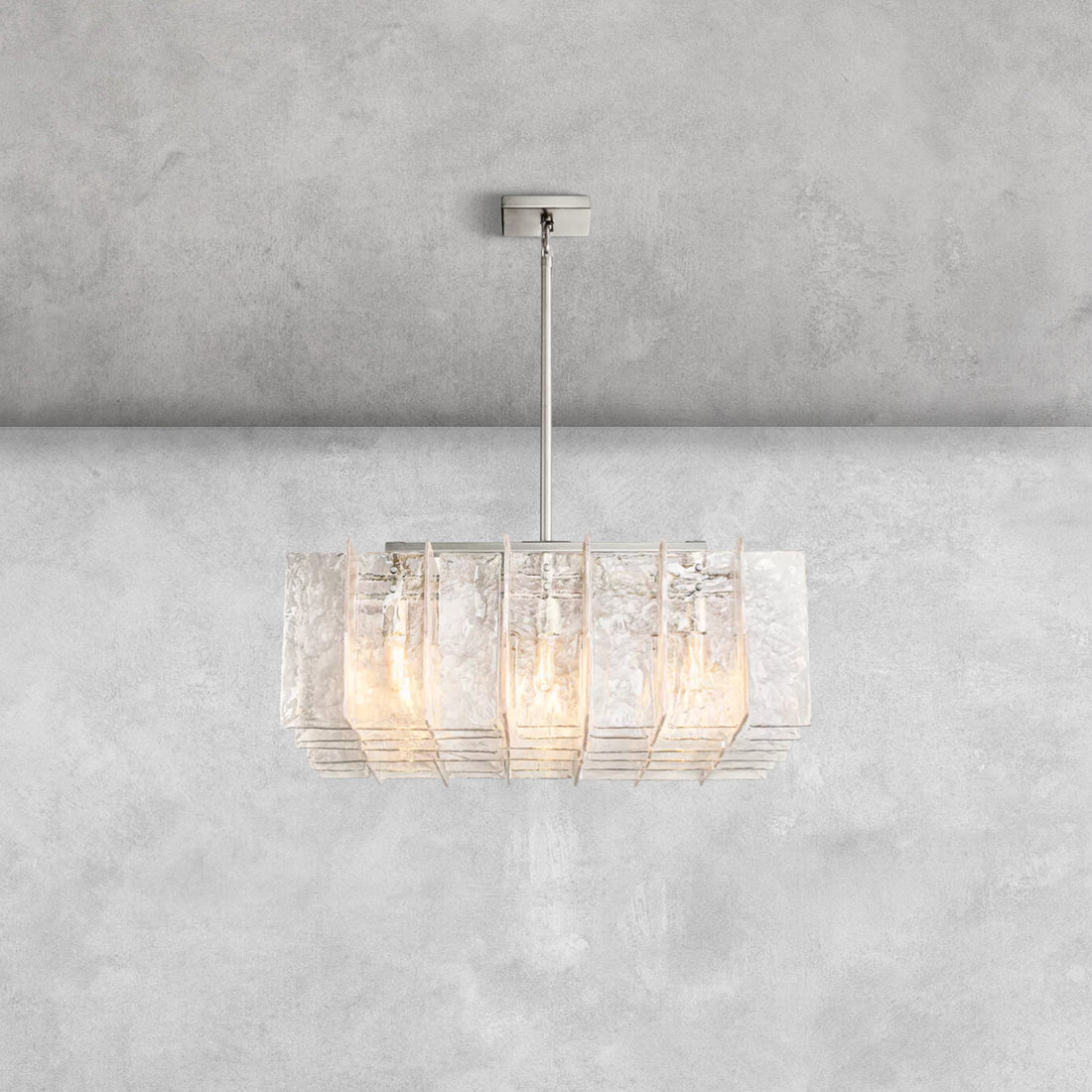 Lattic Clear/Smoke Class Square Chandelier 37'' For living room-Brass-Clear-Blushlighting
