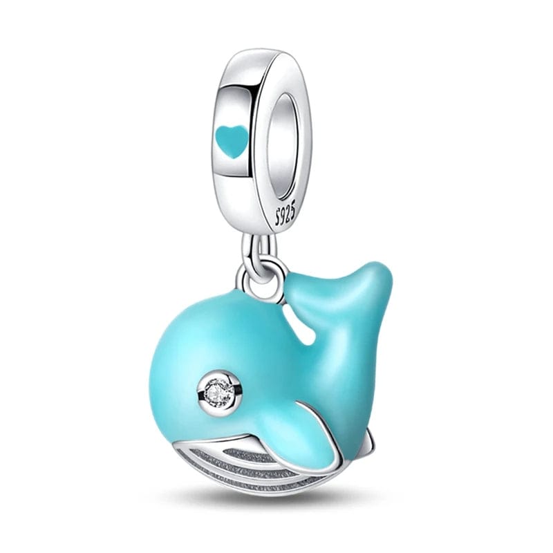 Turquoise-colored Whale Dangle Charm