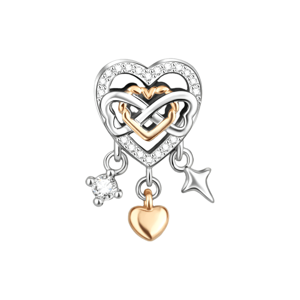 Two-tone Openwork Infinity Heart Charm