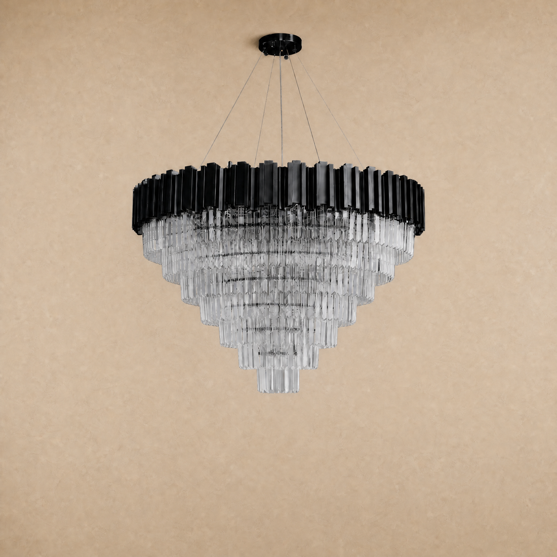 Crystal Round Chandelier in matte black