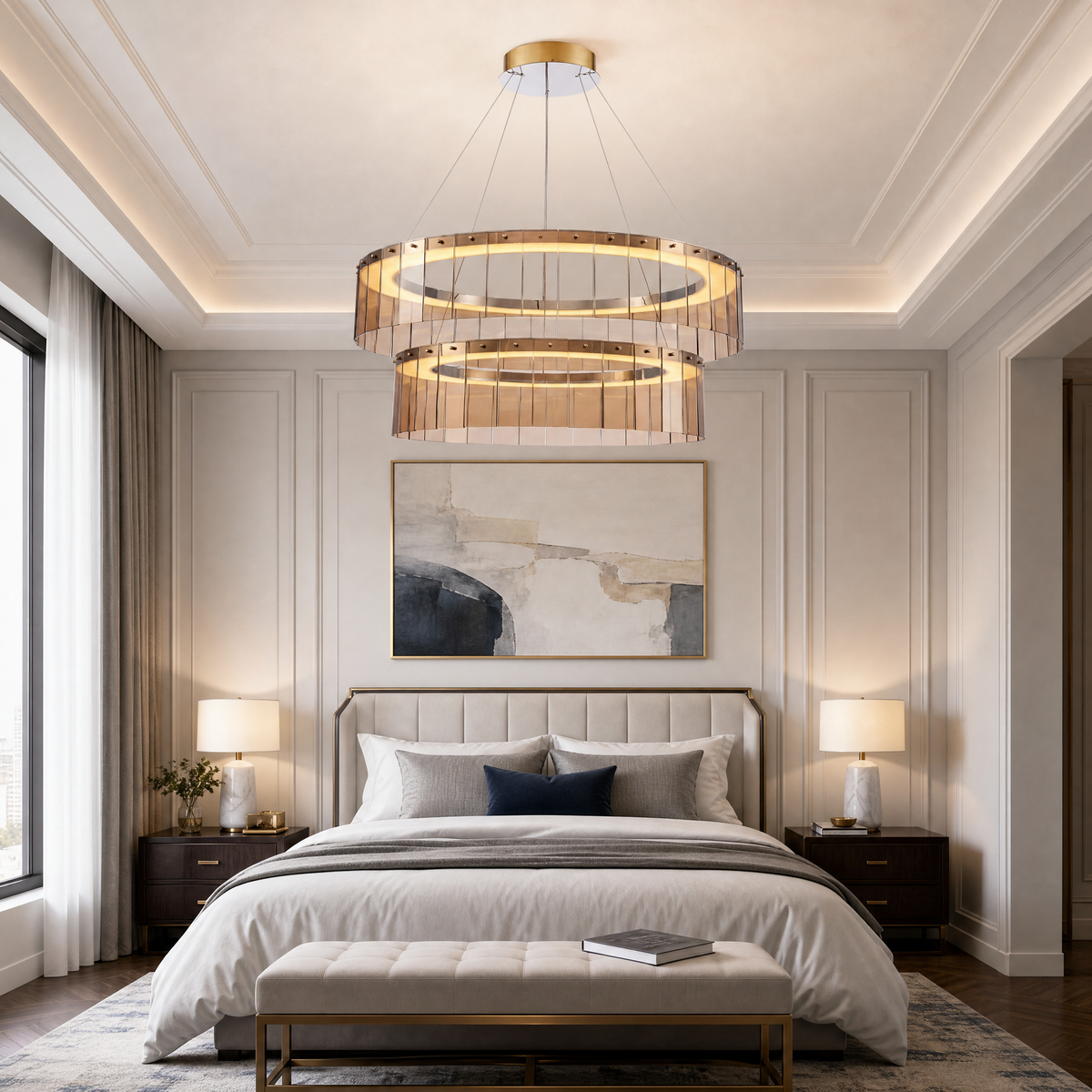 Trivellolab Double-Tier Glass Chandelier 39"