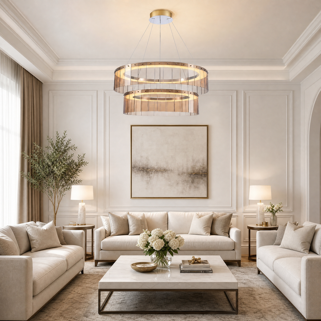 Trivellolab Double-Tier Glass Chandelier 39"