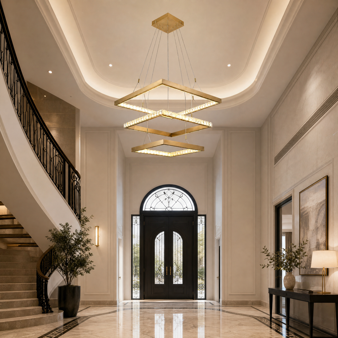 Crystal Chandelier in a dining room