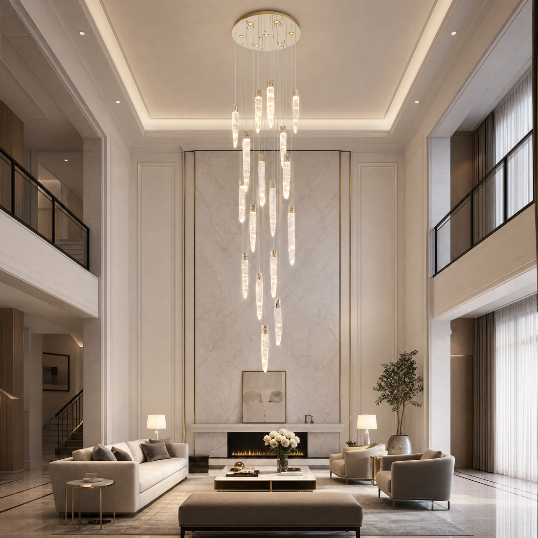 Trivellolab Halsey Linear Icicle Crystal Glass Chandelier 47" L