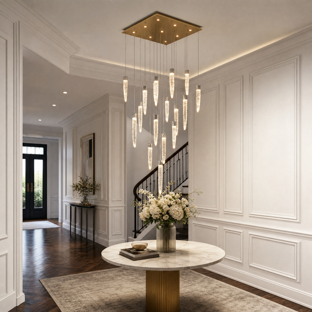 Trivellolab Halsey Linear Icicle Crystal Glass Grand Chandelier