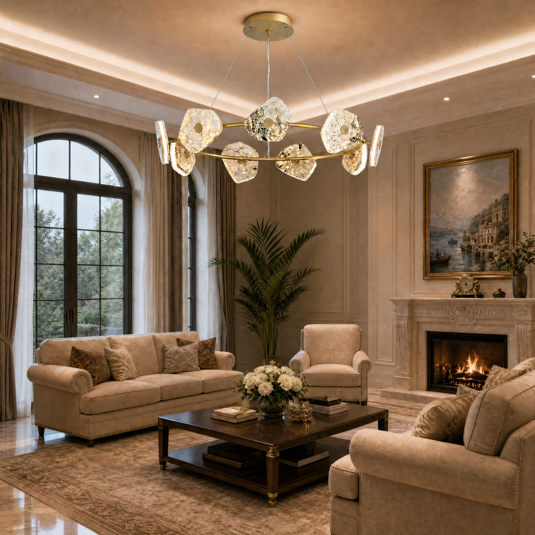 Trivellolab High Luxury Natural Stone Chandelier 39"