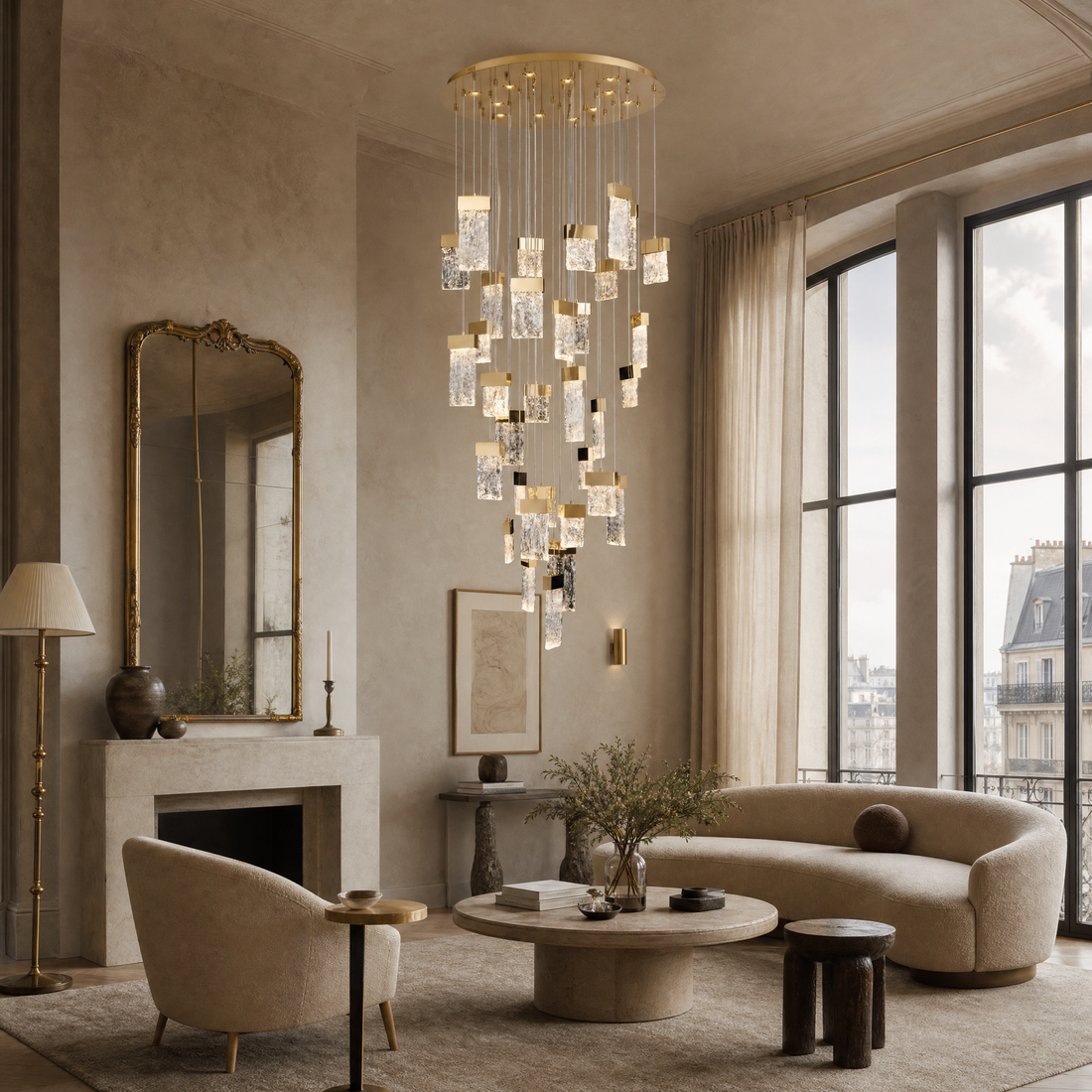 Trivellolab Knox Cascading Fluted Glass Chandelier 31.5" D