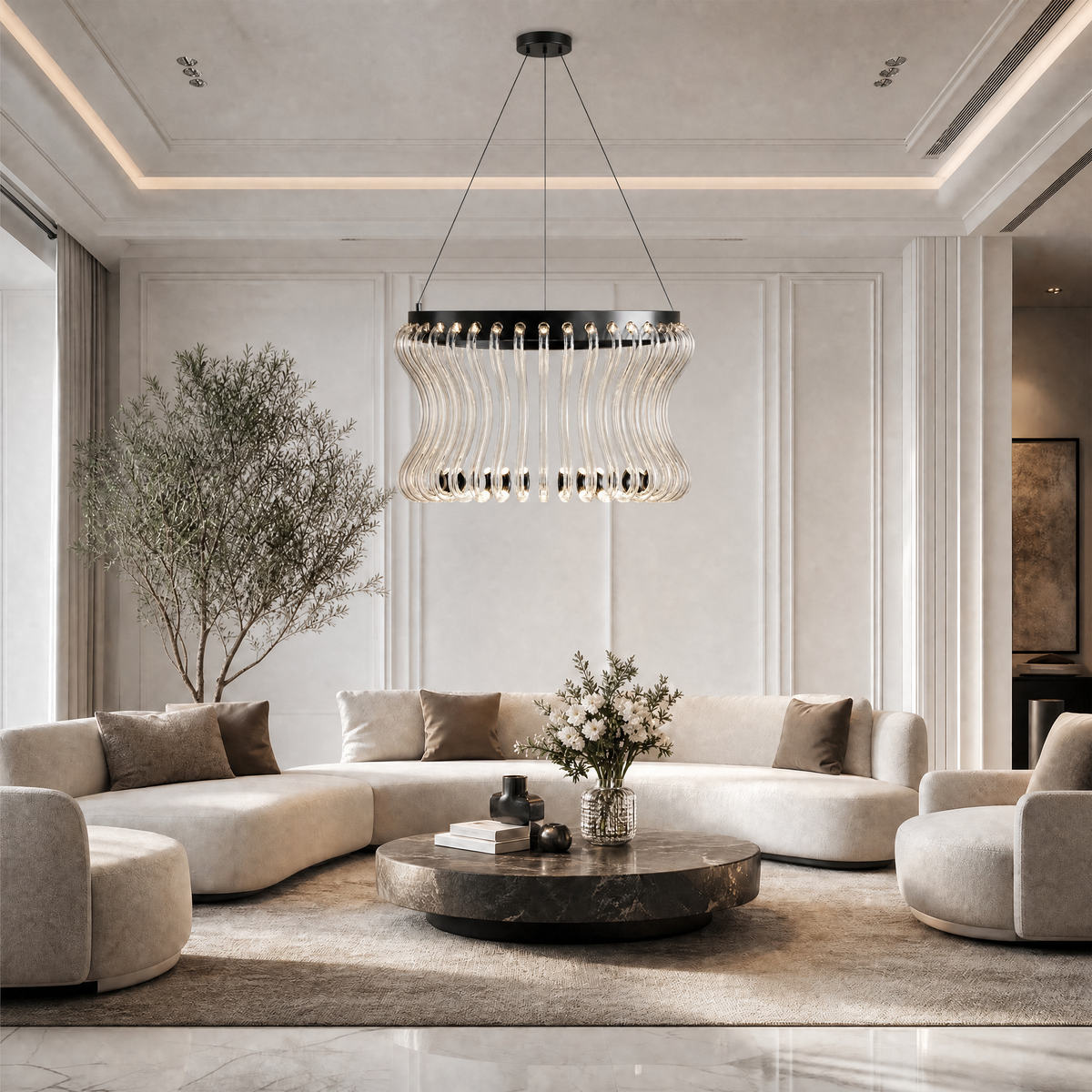 Trivellolab Lennox Round Glass Chandelier 21.6" D