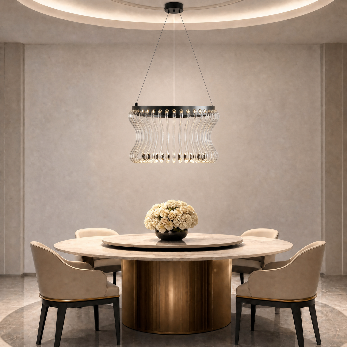 Trivellolab Lennox Round Glass Chandelier 21.6" D
