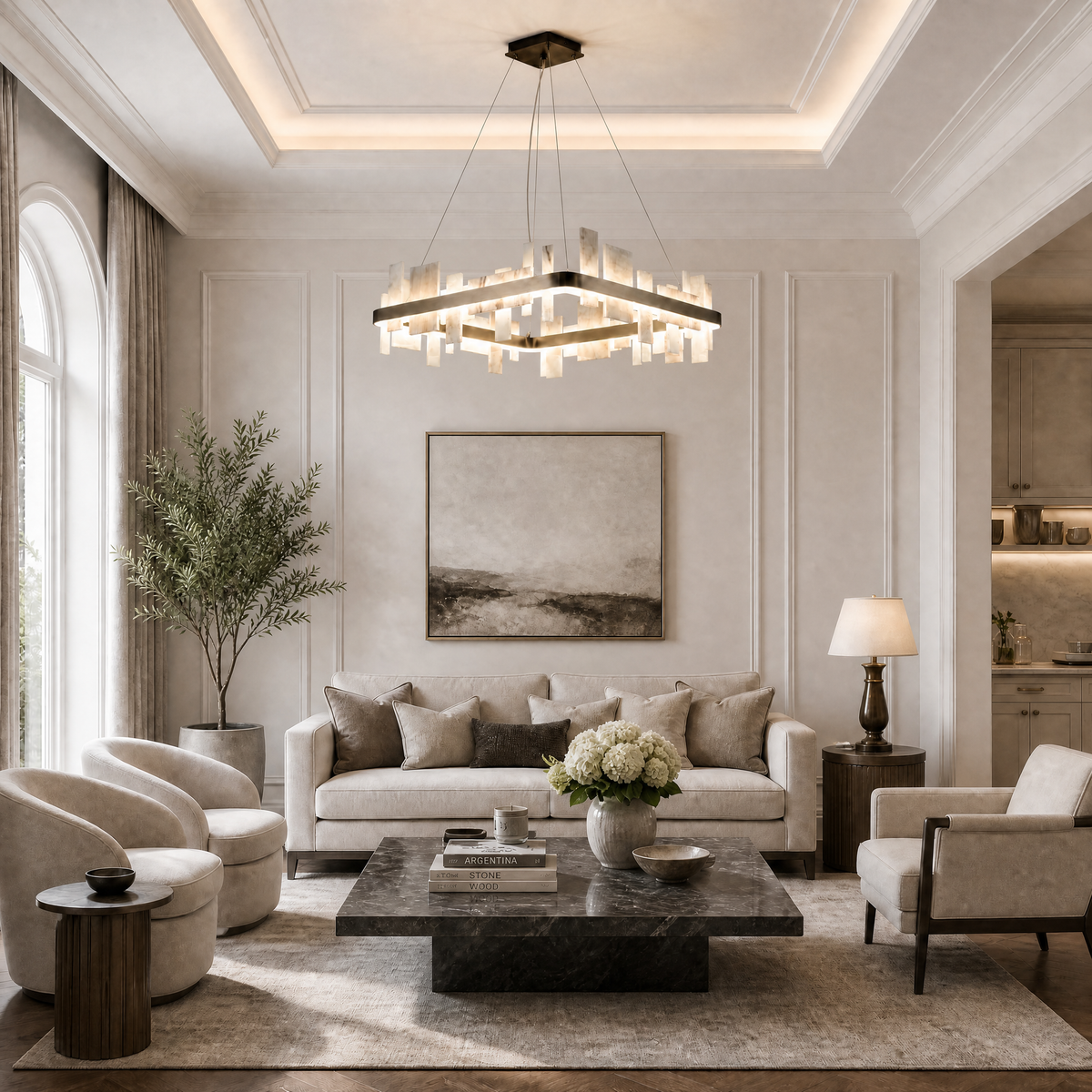 Trivellolab Series Natural Stone Chandelier 31"