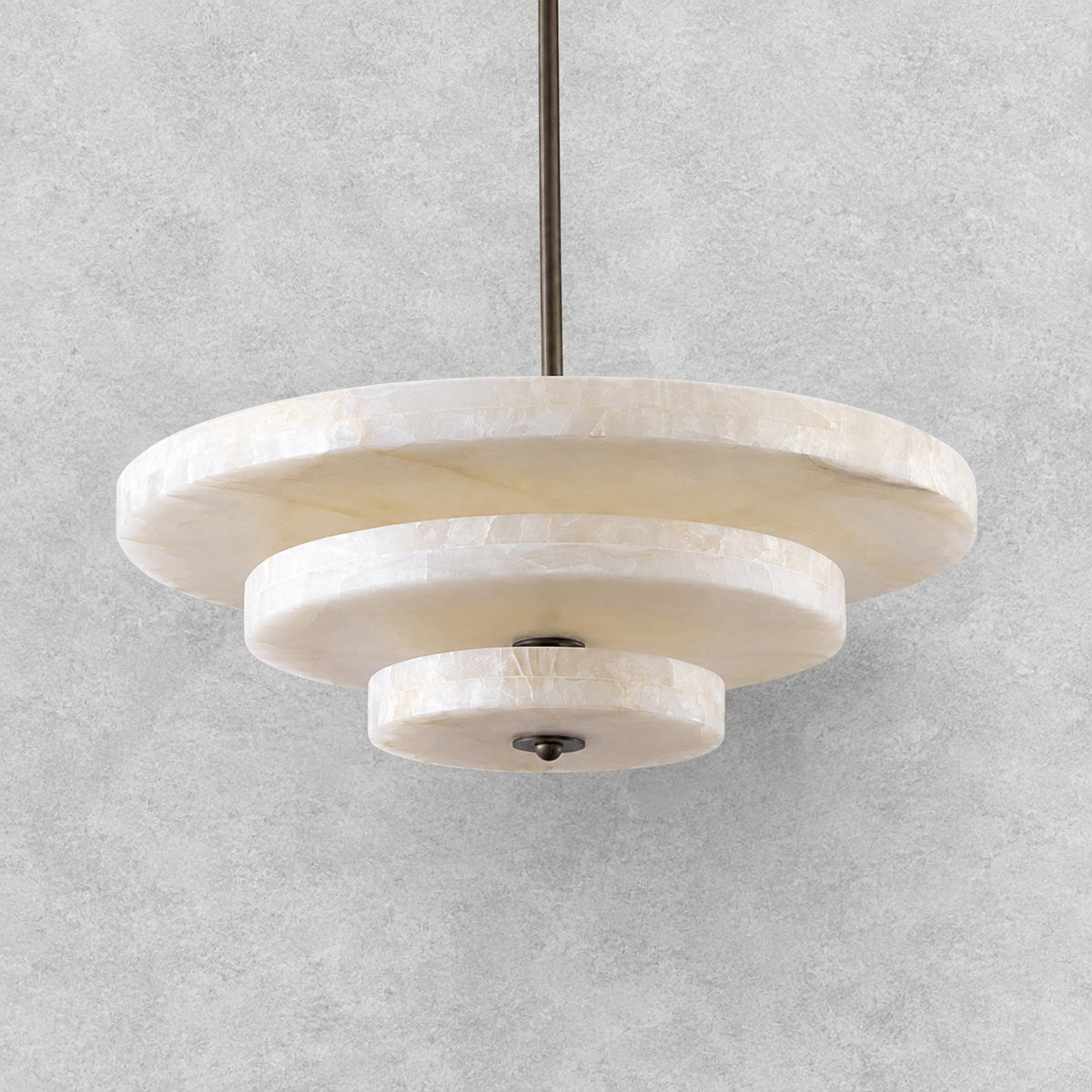 Alabaster Bronze & White LED Chandelier – Elegant 33‑Inch