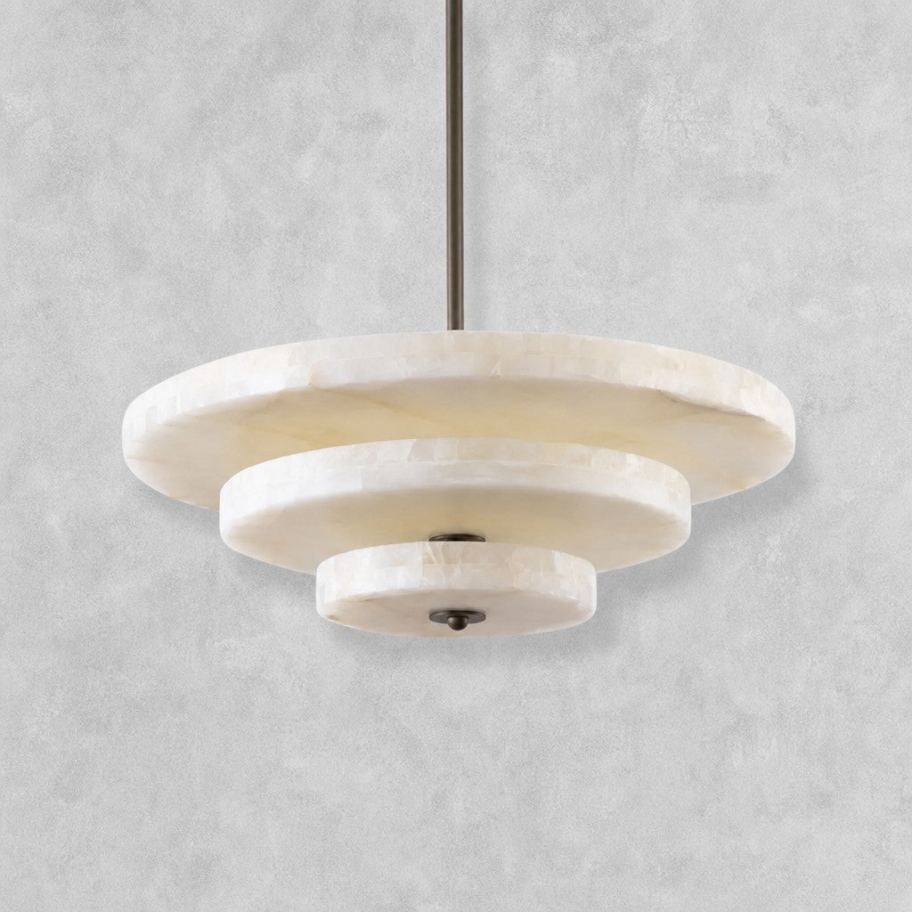 Alabaster Bronze & White LED Chandelier – Elegant 33‑Inch