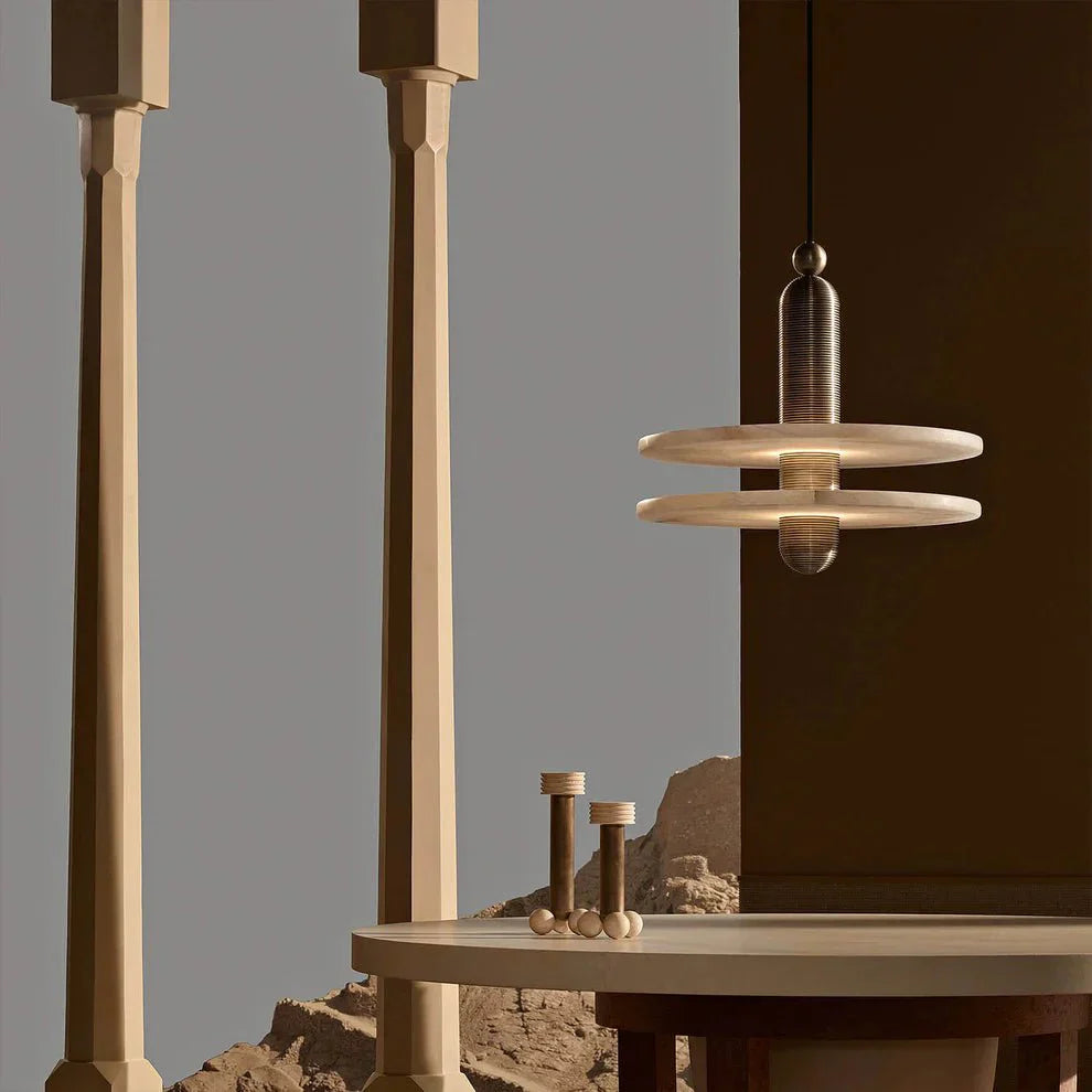 Alabaster Comet Pendant Lamp - D 40cm x H 45cm / ∅ 15.7″ x H 17.7″BlackWarm LightTrivellolab