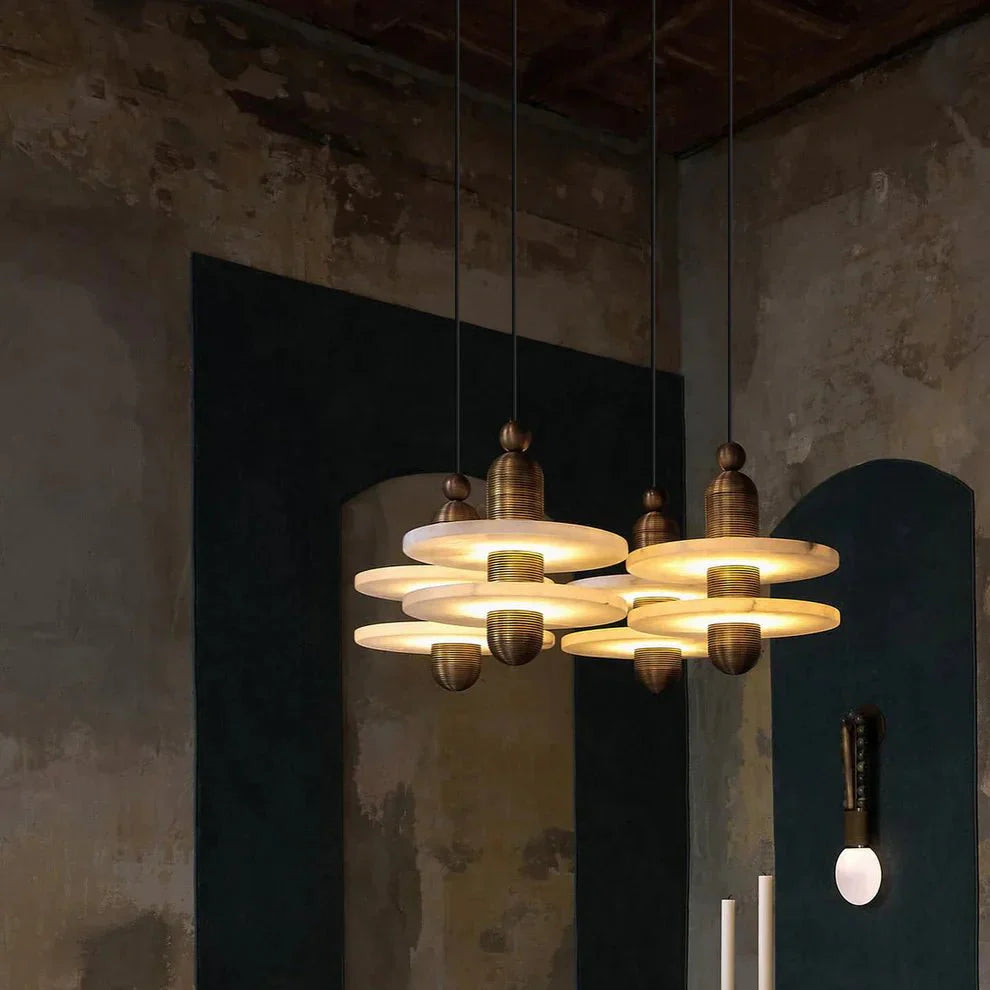 Alabaster Comet Pendant Lamp - D 40cm x H 45cm / ∅ 15.7″ x H 17.7″BlackWarm LightTrivellolab
