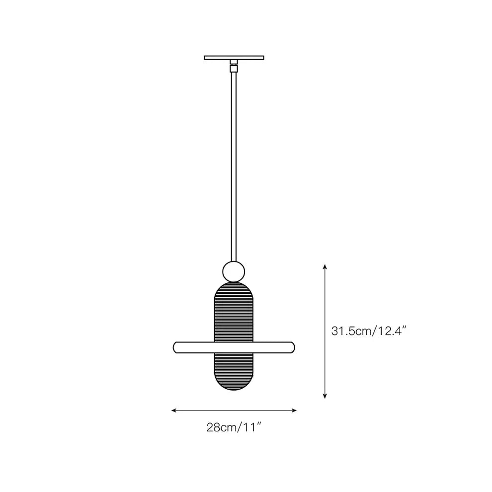 Alabaster Comet Pendant Lamp - D 28cm x H 31.5cm / ∅ 11″ x H 12.4″BlackWarm LightTrivellolab