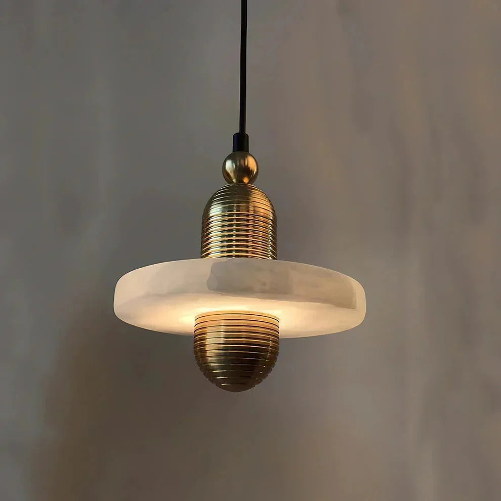 Alabaster Comet Pendant Lamp - D 28cm x H 31.5cm / ∅ 11″ x H 12.4″BlackWarm LightTrivellolab