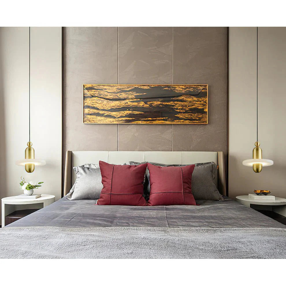 Alabaster Comet Pendant Lamp - D 28cm x H 31.5cm / ∅ 11″ x H 12.4″BlackWarm LightTrivellolab