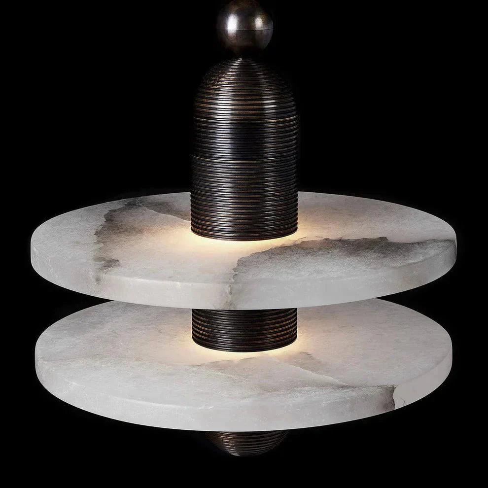 Alabaster Comet Pendant Lamp - D 28cm x H 31.5cm / ∅ 11″ x H 12.4″BlackWarm LightTrivellolab