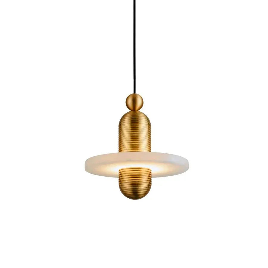 Alabaster Comet Pendant Lamp - D 28cm x H 31.5cm / ∅ 11″ x H 12.4″GoldWarm LightTrivellolab