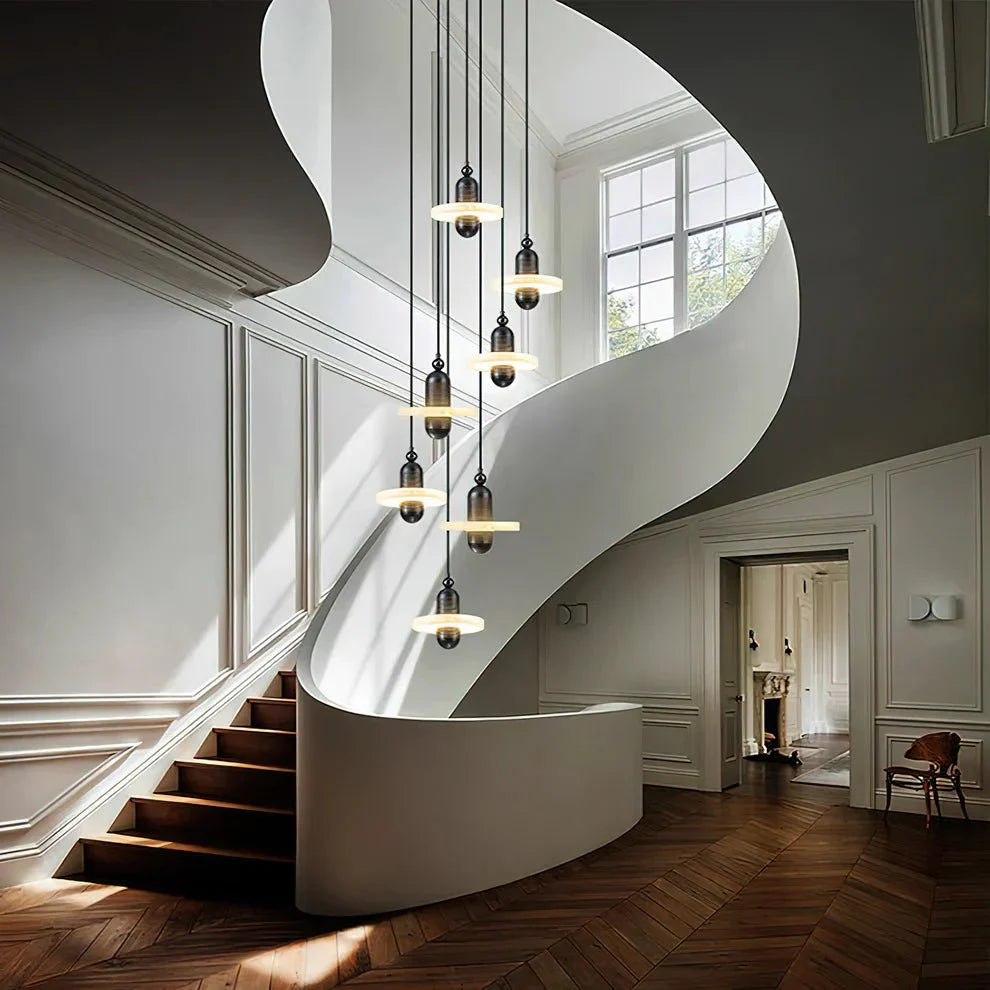 Alabaster Comet Pendant Lamp - D 40cm x H 45cm / ∅ 15.7″ x H 17.7″BlackWarm LightTrivellolab