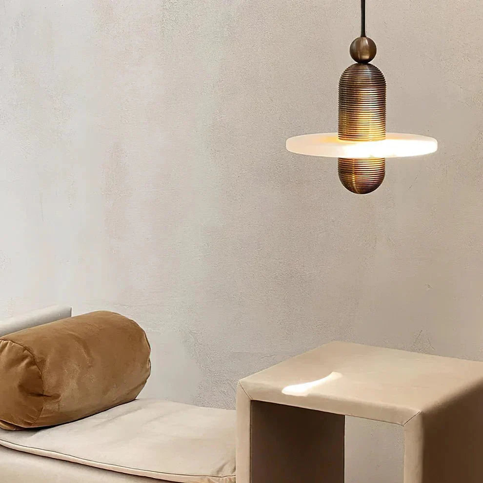 Alabaster Comet Pendant Lamp - D 40cm x H 45cm / ∅ 15.7″ x H 17.7″BlackWarm LightTrivellolab