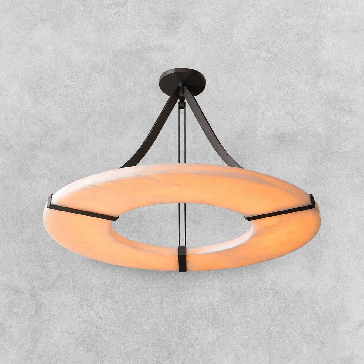 Alabaster Halo Pendant Light – Black & White LED Chandelier