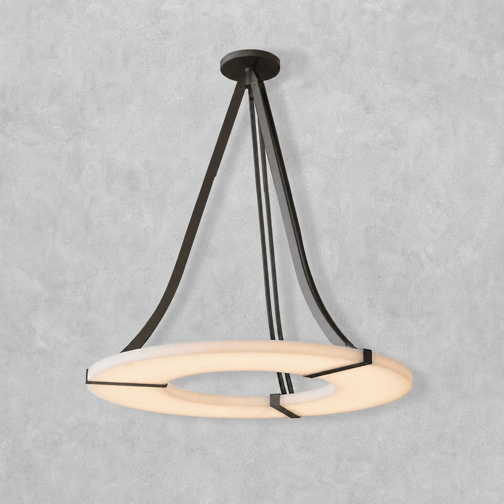 Alabaster Halo Pendant Light – Black & White LED Chandelier