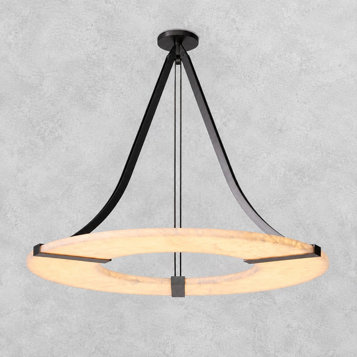 Alabaster Halo Pendant Light – Black & White LED Chandelier