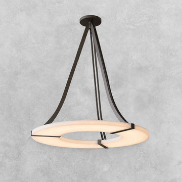 Alabaster Halo Pendant Light – Black & White LED Chandelier
