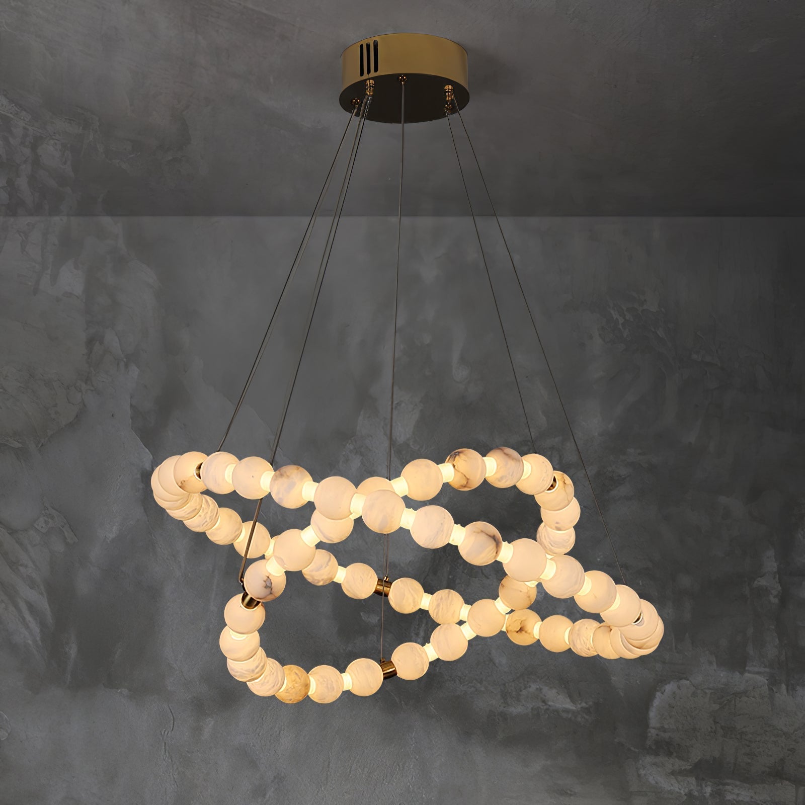 Alabaster Orb Ring Chandelier - ∅ 23.6″ x H 2.4″Gold & WhiteWarm LightTrivellolab