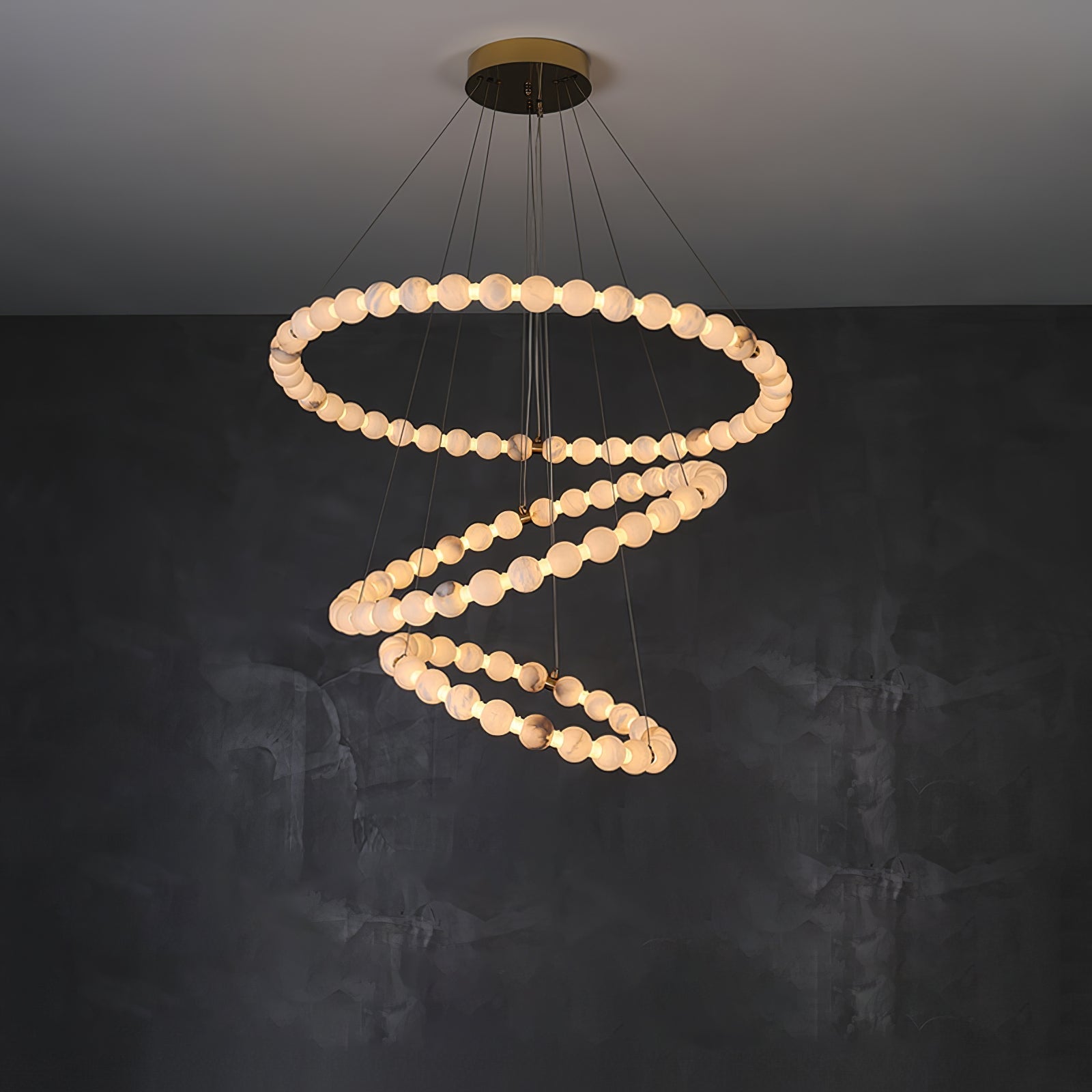 Alabaster Orb Ring Chandelier - ∅ 23.6″ x H 2.4″Gold & WhiteWarm LightTrivellolab