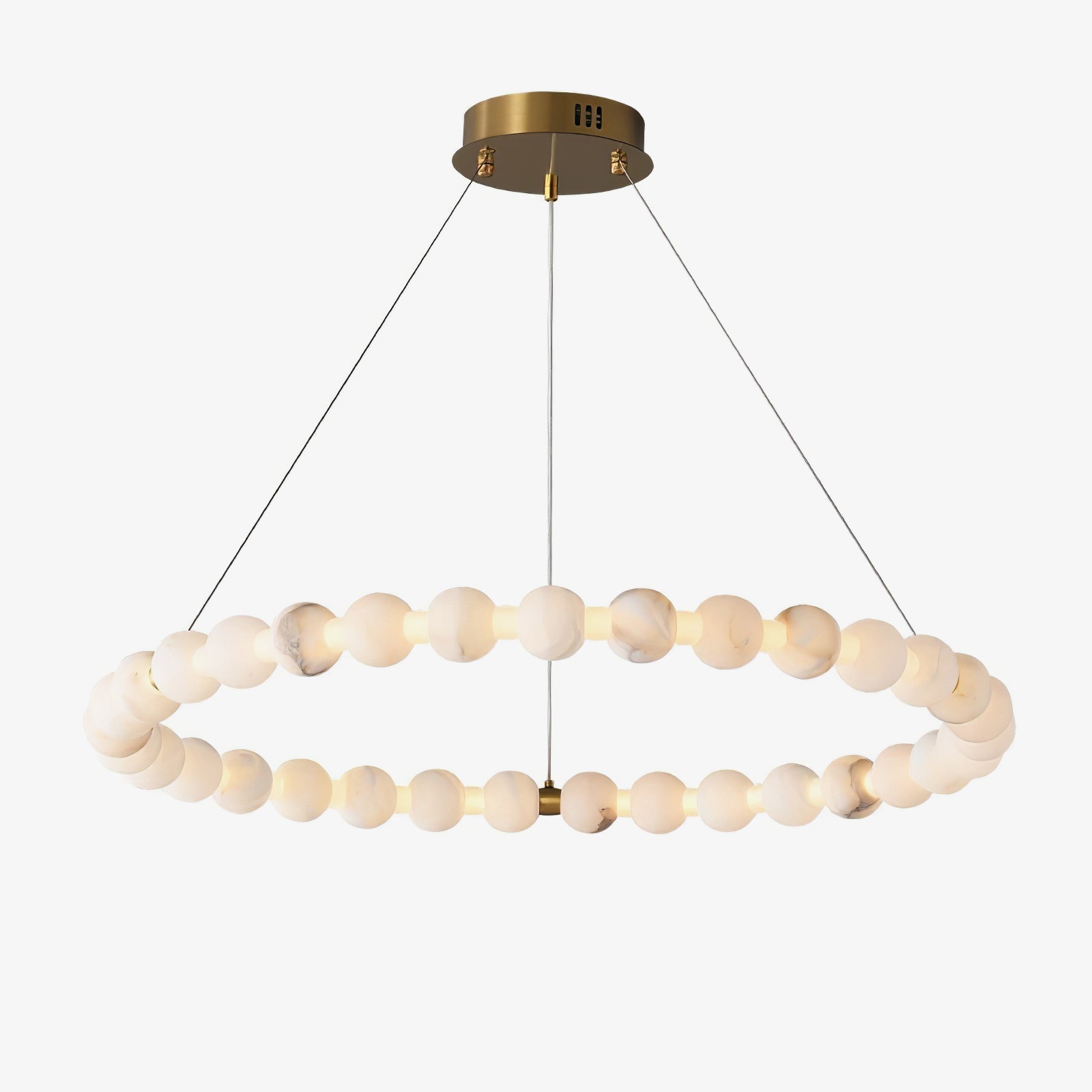 Alabaster Orb Ring Chandelier - ∅ 23.6″ x H 2.4″Gold & WhiteWarm LightTrivellolab