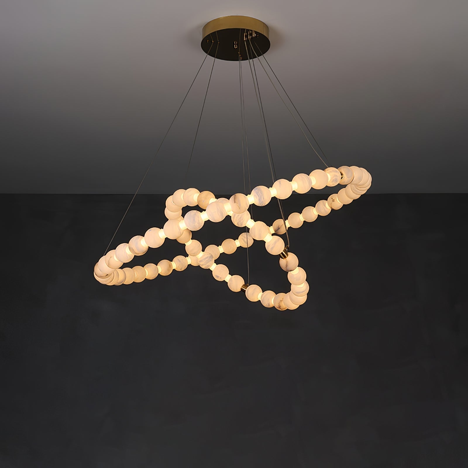 Alabaster Orb Ring Chandelier - ∅ 23.6″ x H 2.4″Gold & WhiteWarm LightTrivellolab