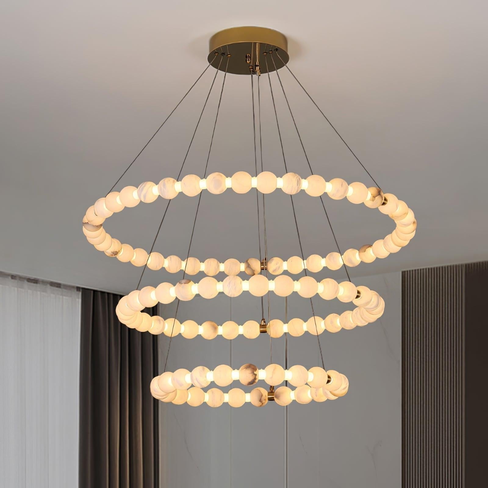 Alabaster Orb Ring Chandelier - ∅ 23.6″ x H 2.4″Gold & WhiteWarm LightTrivellolab