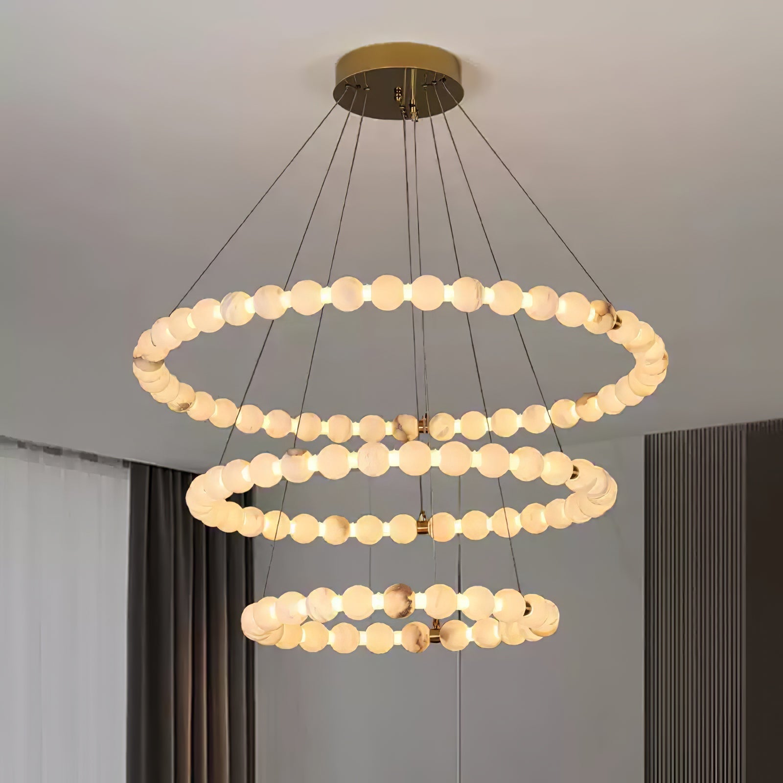 Alabaster Orb Ring Chandelier - ∅ 23.6″ x H 2.4″Gold & WhiteWarm LightTrivellolab