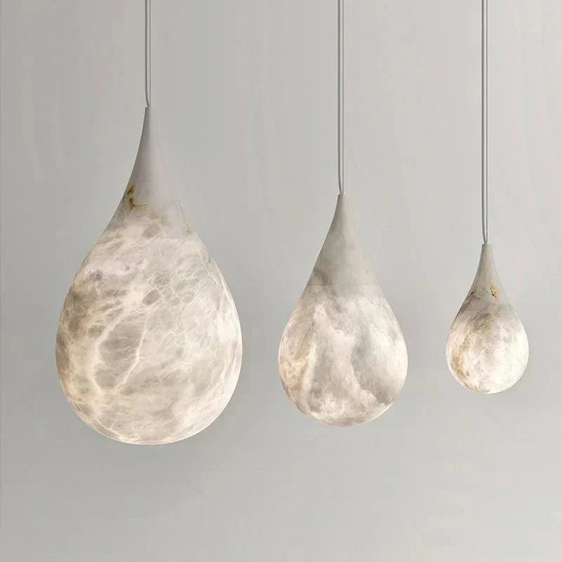 Alabaster Rain Pendant Lighting, Dining Table Pendant - 7" D x 13.4" HTrivellolab